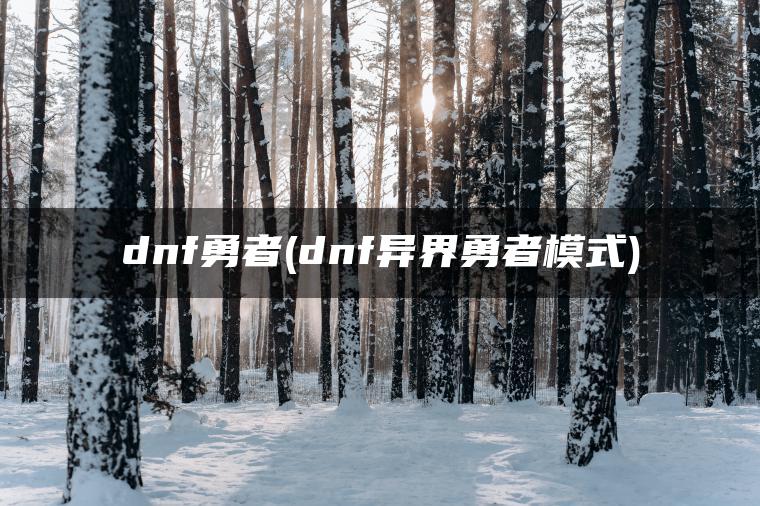 dnf勇者(dnf异界勇者模式)