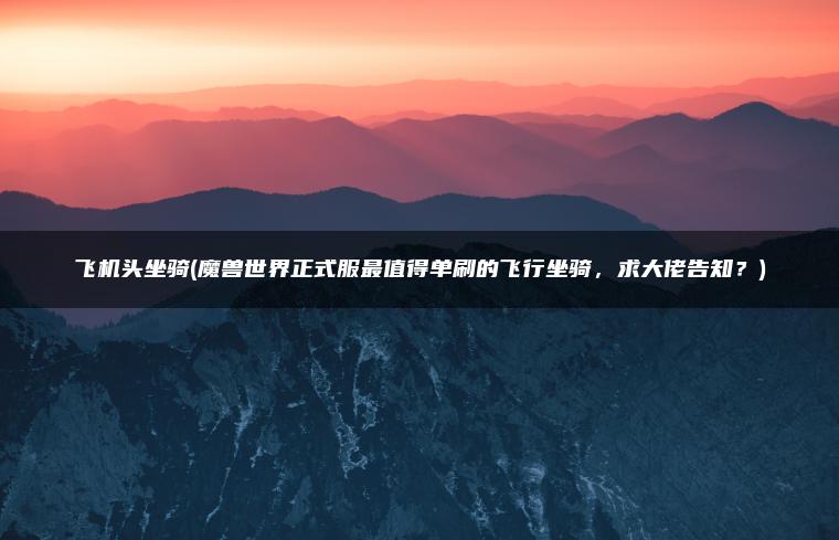 飞机头坐骑(魔兽世界正式服最值得单刷的飞行坐骑，求大佬告知？)