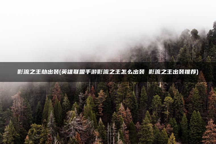 影流之主劫出装(英雄联盟手游影流之主怎么出装 影流之主出装推荐)