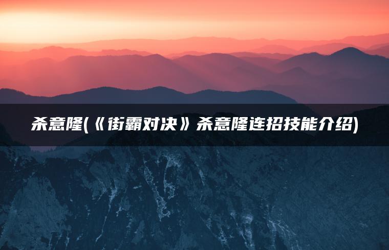 杀意隆(《街霸对决》杀意隆连招技能介绍)