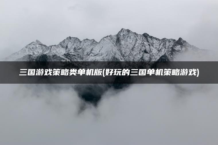 三国游戏策略类单机版(好玩的三国单机策略游戏)
