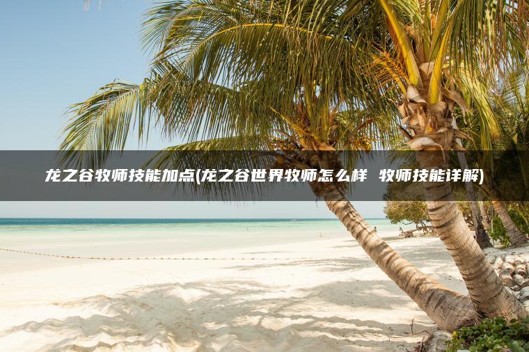 龙之谷牧师技能加点(龙之谷世界牧师怎么样 牧师技能详解)
