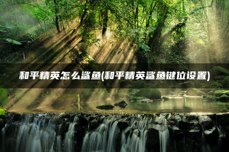 和平精英怎么鲨鱼(和平精英鲨鱼键位设置)