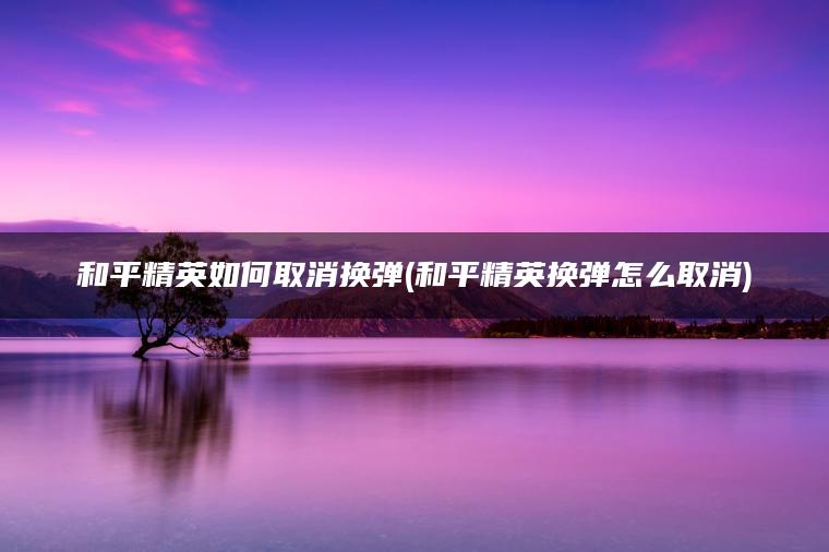 和平精英如何取消换弹(和平精英换弹怎么取消)