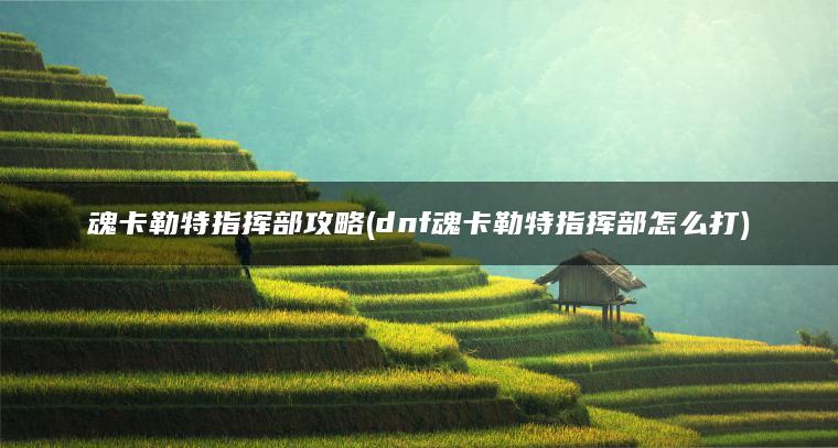 魂卡勒特指挥部攻略(dnf魂卡勒特指挥部怎么打)