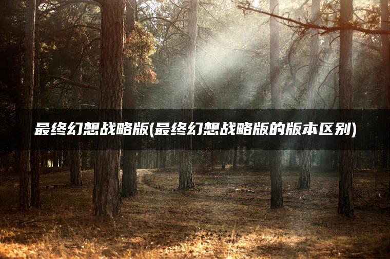 最终幻想战略版(最终幻想战略版的版本区别)