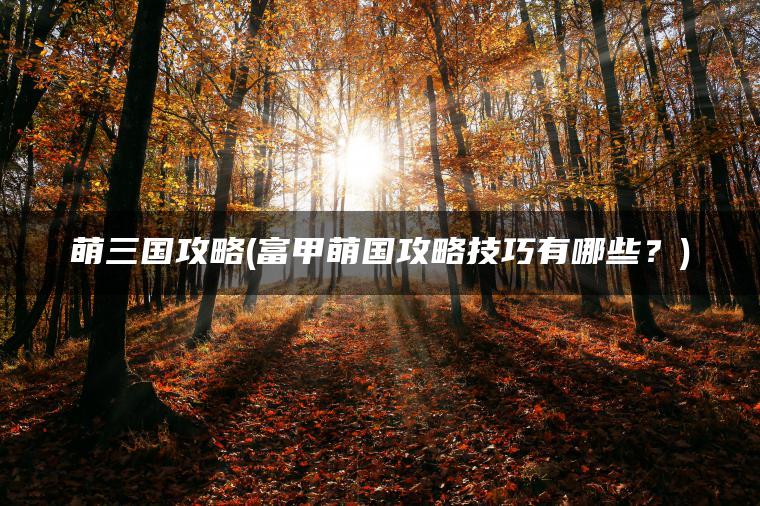 萌三国攻略(富甲萌国攻略技巧有哪些？)