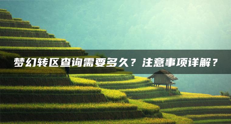 梦幻转区查询需要多久？注意事项详解？