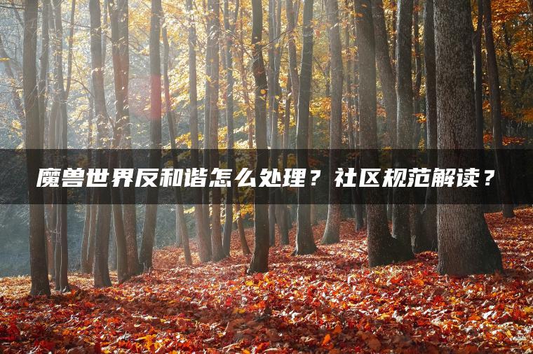 魔兽世界反和谐怎么处理？社区规范解读？