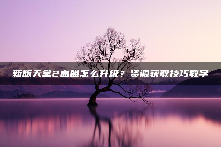 新版天堂2血盟怎么升级？资源获取技巧教学