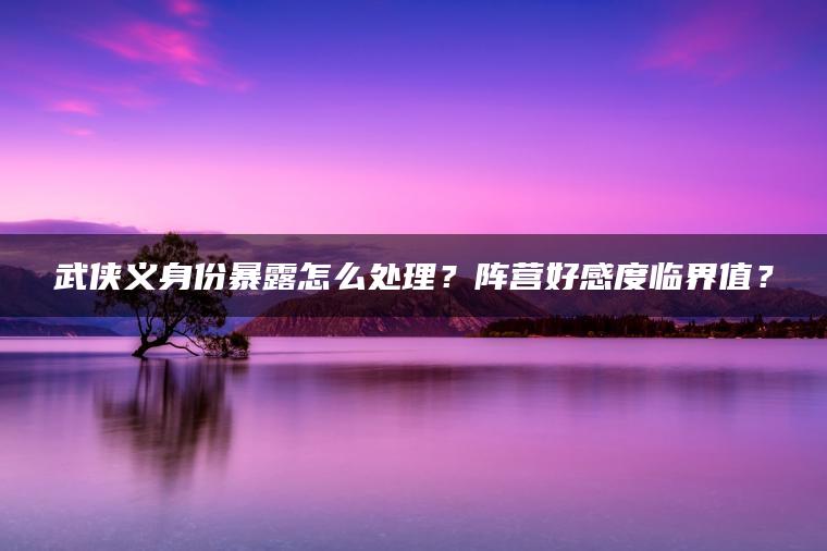 武侠义身份暴露怎么处理？阵营好感度临界值？